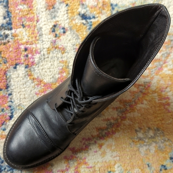 Latitude Femme Classic Genuine Leather Lace Up Block Heeled Ankle Boots Black 37 - Picture 8 of 16